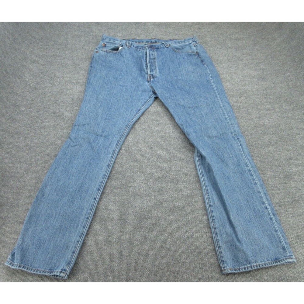 Levi Mens Jeans 501 Original Fit Blue Denim Button Fly Straight Leg 38x32